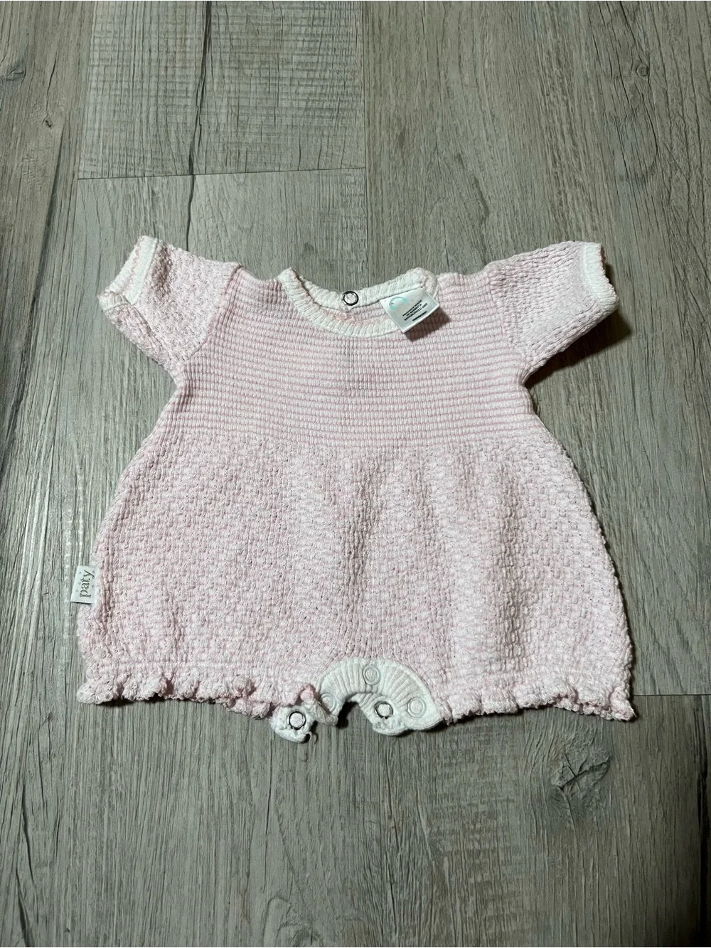 Knit Baby One-Piece Romper in Pale Pink